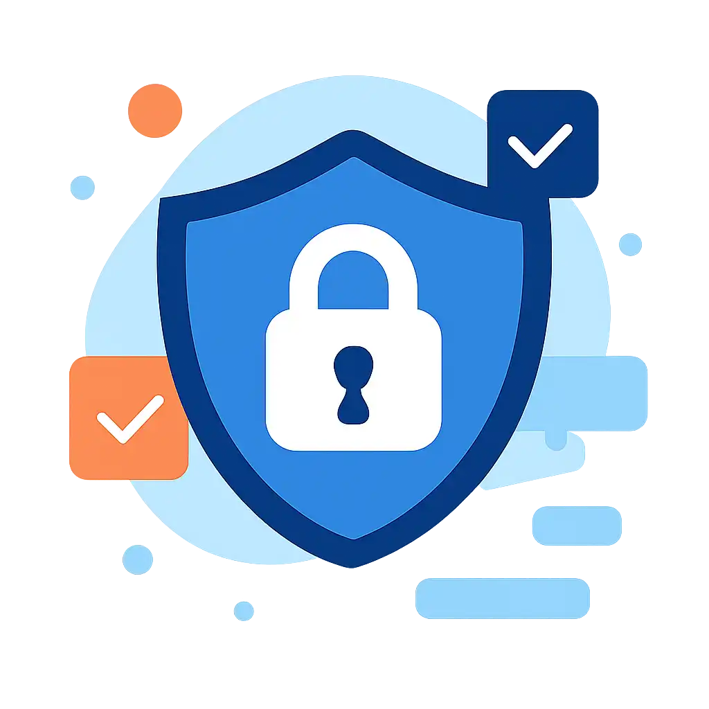 Security shield icon with lock: 51 Game safety visualization